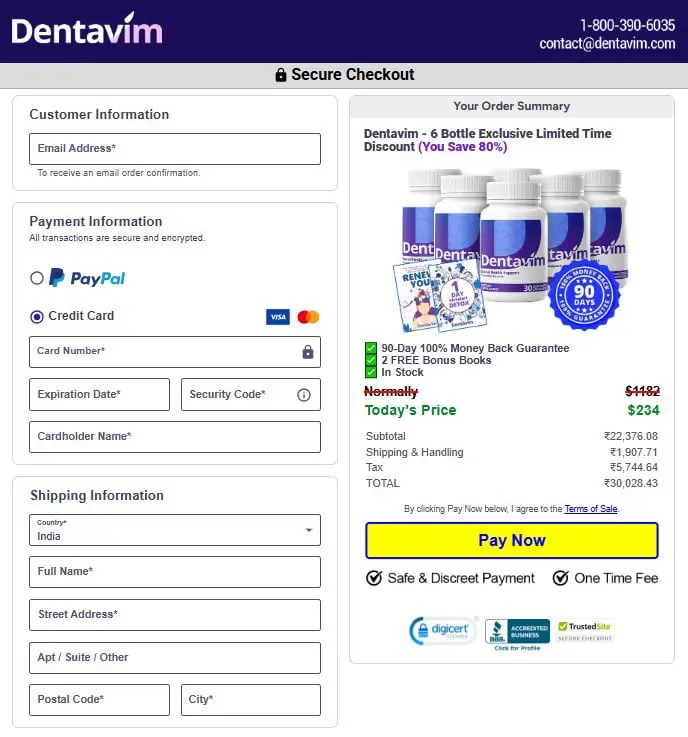 Dentavim Checkout